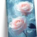 Pink Rose Canvas Wall Art Abstract Smoke Rose Picture Wall Decor Modern Flower Poster Print Printing For Living Room Bedroom Bathroom Decoration Ready To Hang