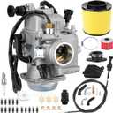 Carburetor Kit with Air Filter Oil Filter Choke Cable Valve Plunger Compatible with Honda 2000-2006 Rancher 350 TRX350FE TRX350FM TRX350TE TRX350TM Fourtrax 300 TRX300 TRX450 ATV 4 Wheeler