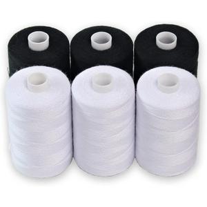 Black & White Sewing Thread - 6 Spools of Polyester Thread for Sewing Machine for Beginners, Hand Stitching & Quilting - 1000 Yards Per Spool