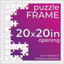 Poster Palooza 20x20 Jigsaw Puzzle Frame Kit - Kit Includes Puzzle Glue Sheets, White Wood Puzzle Frame, UV Acrylic, Backing, Hanging Hardware