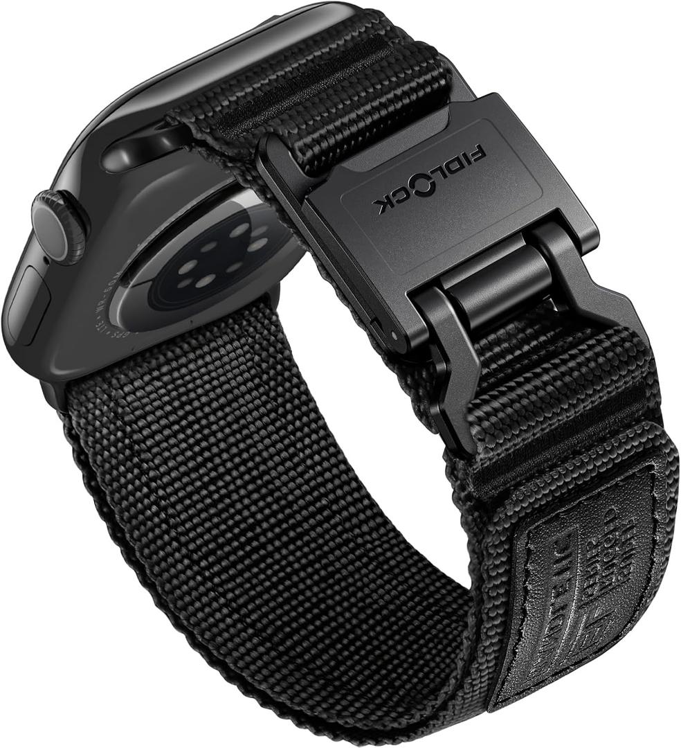 Bandletic Compatible with Apple Watch Series Bands for Men, Nylon Sport Strap with Magnetic Fidlock Hook Buckle for iWatch Ultra ( L 49/46/45/44/42mm(series 3 2 1)