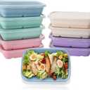 shopwithgreen Meal Prep Containers 1-Compartment, 10PCS Wheat Straw Microwave Bento Lunch Box with Lids, Reusable & Stackable Food Storage Containers, Dishwasher Freezer Safe BPA Free (32 OZ)
