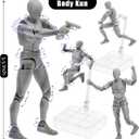 Yookeer Body Set, Drawing Action Figures Female and Male PVC Drawing Doll Human Model Manikin Art Mannequin Figures with Joints for Artists (Gray)