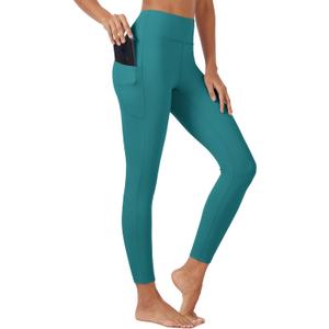 MAGCOMSEN Womens Leggings High Waist Tummy Control Workout Gym Running Leggings with Pockets Yoga Pants Green, M