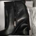 Reitoye Knee High Black Boots Women Sexy Pointed Toe Stiletto Tall Boots Side Zipper Dress Fashion Boots Shoes Size 8