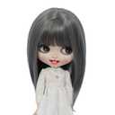Tzncos Just 1pc wig fit for 10-11 inch Head Dolls, Blyth Qbaby Amydoll Wig Short Straight Collection Hair (Dark Silver)
