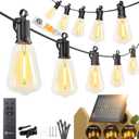 Brightown 58FT Solar String Lights Outdoor Waterproof, Patio Lights with Remote and 25+1 LED Shatterproof Bulbs, Dimmable & Timable, 3 Light Modes, Solar Lights Outdoor for Yard Camping Party Outside