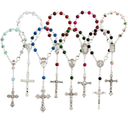 Juvale 24 Pack Small Catholic Rosary Bracelet for Women and Men - Prayer Beads for Baptism Christening, Prayer Room, Altar, (8 Colors & Crucifix Designs) - Rosary Beads Bracelet