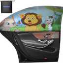 PEMOTech Car Window Shade for Baby, 2 Pack UV Protection Car Side Window Sun Shades Cartoon Animal Design, Universal Stretchable Sun Shades, Privacy Protect for Kids, Family, Pets, Tints (27.2"x39.8")