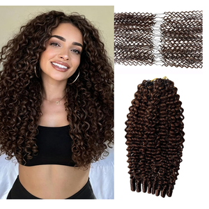 Extension Hair Burmese Curly 18 Inch 60g Human Feather-Line Invisible Pre Separated Knotless Crochet Hair Color 1B