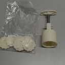 Moon Cake Mold 6 PCS, Mid Autumn Festival DIY Hand Press Cookie Stamps Pastry Tool Moon Cake Maker, Flower Mode Patterns 1 Mold 6 Stamps 50g (White).