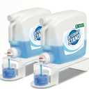 Laundry Detergent Holder Riser Organizer - 2 Pack Clear Acrylic Dispenser Stand with Gravity Flow Base and Cap Station, Universal Fit for Bottles, Laundry Room Organization