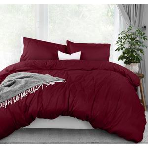 Utopia Bedding Duvet Cover Queen Size - 3 Piece with Zipper Closure - 1 Comforter Cover 90X90 Inches & 2 Pillow Shams 20X26 Inches (Burgundy) Comforter Not Included