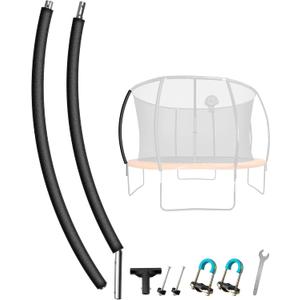 1PCS Trampoline Curved Pole, Universal Trampoline Replacement Enclosure Pole to Fit 8-16FT Curved Pole Trampoline Frame, Includes Foam Sleeve and Hardware with 2 Installation Options