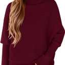 PRETTYGARDEN Fall Sweaters for Women 2026 Winter Clothing Batwing Sleeve Casual Loose Knit Turtleneck Sweater Holiday Outfits (L)