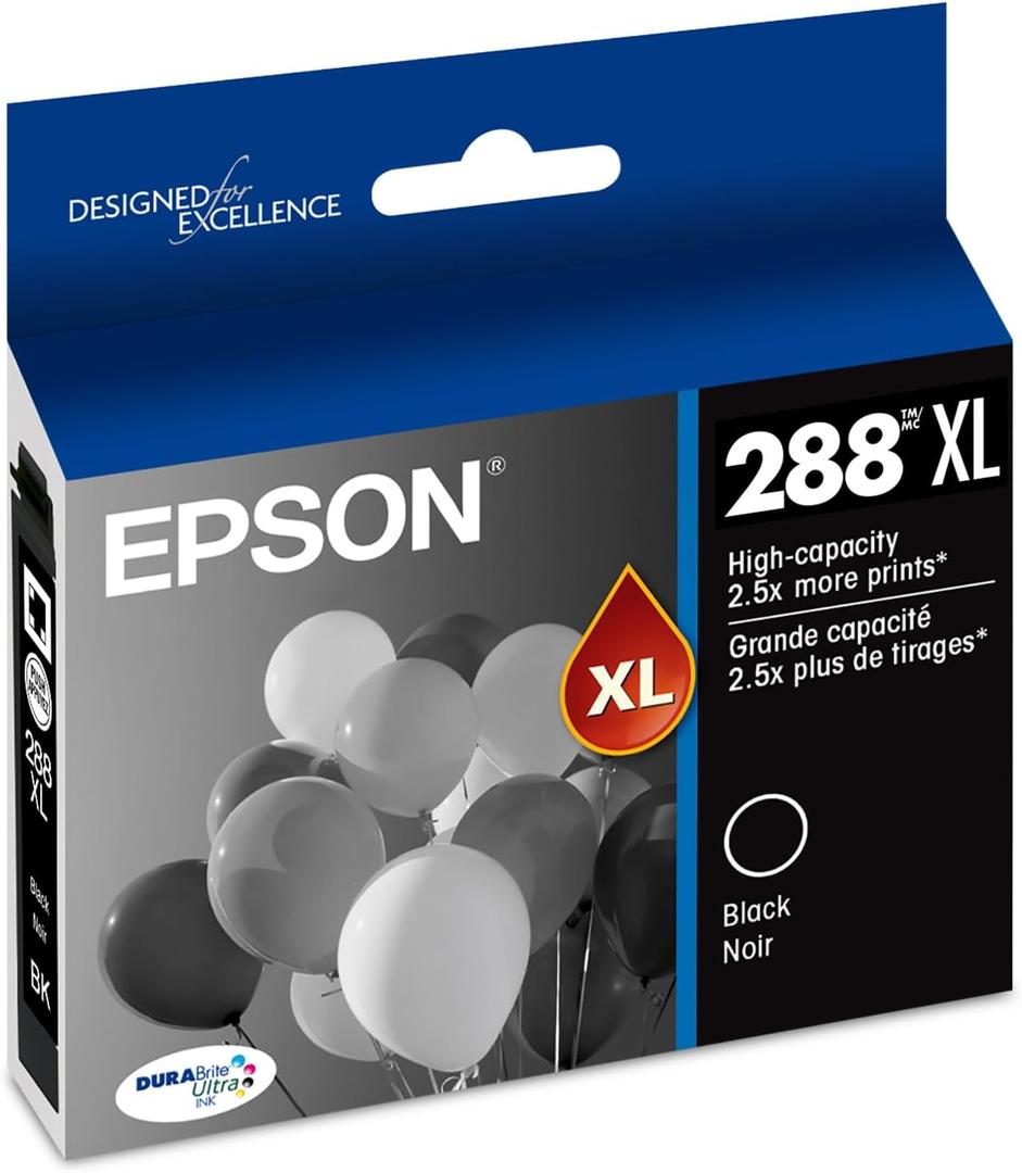 EPSON 288 DURABrite Ultra Ink High Capacity Black Cartridge (T288XL120-S) Works with Expression XP-330, 430, 434, 340, 440, 446