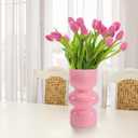Pastel Pink Glass Vase-7 Inch Elegant Colored Vases for Flowers, Bouquet, Unique Bubble Flower Vases for Centerpiece, Wedding Table, Desk, Decorative Vase for Home Decor, Living Room, Office