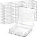 SATINIOR 24 Packs Small Clear Plastic Beads Storage Containers Box with Hinged Lid for Storage of Small Items, Crafts, Jewelry, Hardware (5.9 x 5.9 x 1.5 Inches)