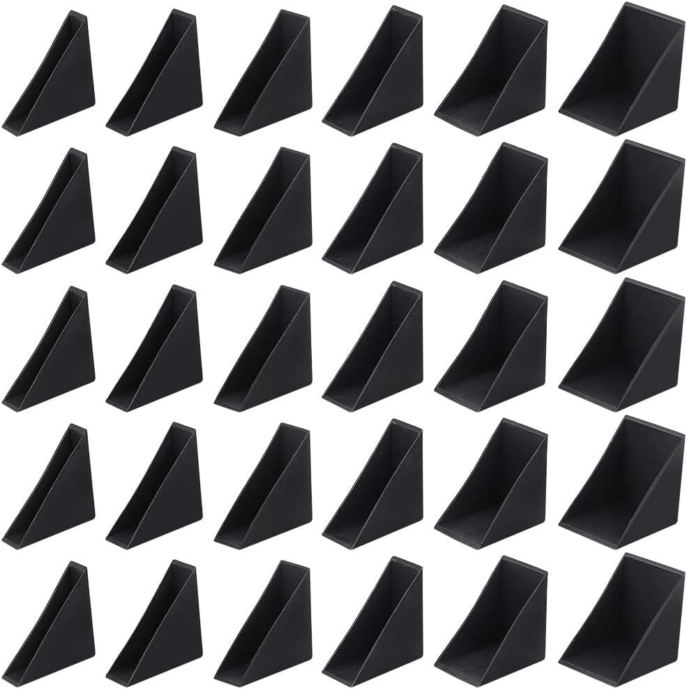 BENECREAT 36Pcs 6 Sizes Triangle Protector Translucent Plastic Corner Guards Covers Proofing Edge Protector for Picture Frame Mirror Ceramic Glass Transparent Protection, Black