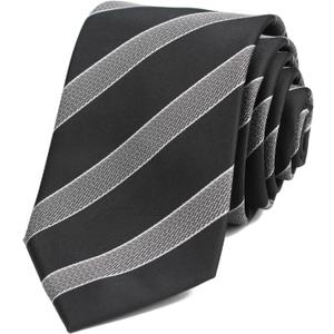 Mens Modern Width Ties | Liquid & Stain Resistant | Missionaries | Prom | Weddings (Black/White Stripe 2.75")