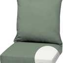 Arden earthFIBER Outdoor Foam Deep Seat Cushion Set, 22 in x 24 in, Weather-Proof, Rain-Proof, Fade Resistant Patio Cushion, Bottom and Back Cushion for Chair, Sofa, and Couch Sage Green Texture