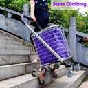 Foldable Stairs Climbing Shopping Cart with Waterproof Basket Liner，Aluminium Alloy Lightweight Collapsible Grocery Dolly Cart，Portable Rolling Utility Trolley，49L