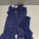 Sexy Open Front V Neck Ruffle Sheer Mesh Lace Wireless Babydoll Lingerie Dress with Thong 2 Piece (Large)