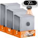 Travel Vacuum Bags with Wireless Pump, 15 Pack Vacuum Storage Bags with Powerful -70KPa Suction, for Maximum Compression in Luggage, Travel and Home Use for Clothes and Blankets.