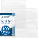 Spartan Industrial - 12 X 12 (100 Count) 2 Mil Clear Reclosable Zip Plastic Poly Bags with Resealable Lock Seal Zipper