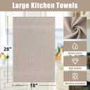 Homaxy Premium Kitchen Towels(18x 28, 12 Pack), Large Cotton Kitchen Hand Towels, Flat and Terry Dish Towels, 380 GSM Highly Absorbent Tea Towel Set with Hanging Loop, Khaki