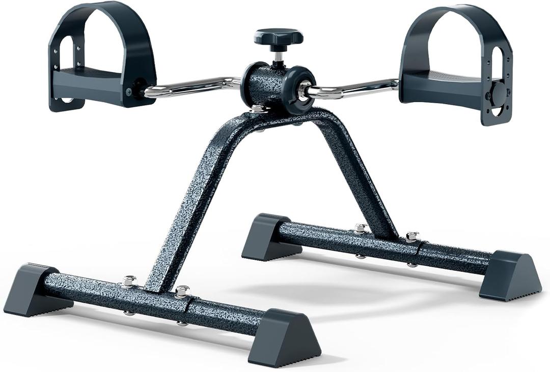 Under Desk Elliptical & Mini Exercise Bike  Seated Leg Exerciser & Pedal Machine for Seniors Arm & Leg Workout, with Non-Slip Covers & Multiple Adjustable Resistance/Speeds