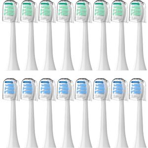 Replacement Toothbrush Heads Compatible with Philips Sonicare16 Pack Soft Replacement Electric Brush Head for 4100 5100 6100 HX9023/65 W Optimal Control Snap-on SystemB&W
