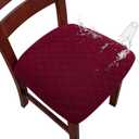Genina Waterproof Seat Covers for Dining Room Chairs, Stretch Chair Covers Removable Washable Dinning Room Kitchen Chair Seat Cushion Slipcovers (Argyle-Wine Red, 6 PCS)