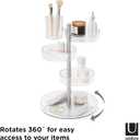 Umbra Pirouette Cosmetic Organizer, Large Capacity Makeup Storage with Adjustable Compartments, Clear/Nickel