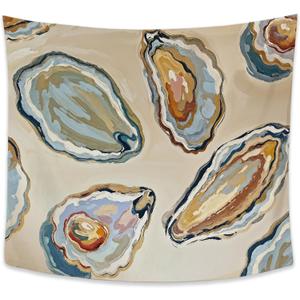 Exqcom Coastal Beach Tapestry, Coastal Beachy Room Decor Aesthetic, Sea Oyster Shell Ocean Tapestries Wall Blanket for Beach Bedroom House Cabin Kitchen Decor, 50x60 Inch