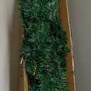 KTKDE 7.5ft Artificial Christmas Tree is a Green one with 1450 Tips and 300 Battery-Powered LED Columns. It Features 7.87-inch Golden Five Pointed Star and is Perfect for Family and Office Gatherings