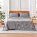 Jersey Knit Microfiber 4-Piece Sheet Set, Wrinkle Free and Easy Fit, Includes 16" Deep Pocket Fitted Sheet, 1 Flat Sheet and 2 Pillowcases, Full, Gray