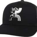 HOOEY Texican Texas Trucker Hat for Men – Adjustable Snapback Mesh Baseball Cap - Western Work & Casual Wear Breathable Mesh (Black, L)