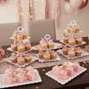 NWK 5 Piece Cake Stand Set with 2 x 3-Tier Cupcake Stands, 1 x2-Tier Cupcake Stands, 2 x Appetizer Trays, for Wedding Birthday Baby Shower Tea Party Decorations (White)