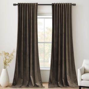 StangH Brown Velvet Curtains - Room Darkening Thermal Insulated Drapes for Bedroom, Living Room, Home Theater - Privacy Protect Decorative Window Treatment, 2 Panels Set, 52 x 96 Inches (Red Series - Brown)