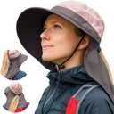 Womens Wide Brim Long Flap High Ponytail Messy Bun Mesh Sun Hat L XL Extra Large Size UV Protection Sunhat Summer Golf Hiking Safari Outdoor Fishing SPF50 Pink