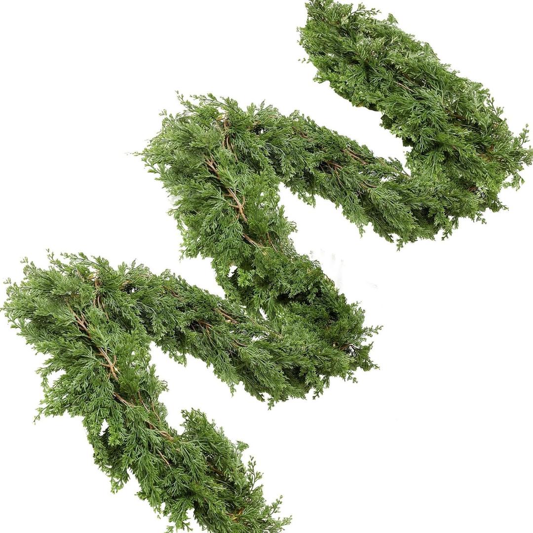 Yinder 15 ft Artificial Cedar Christmas Garland, Extra Long Faux Pine Cypress Vine Garland for Mantel Staircase Doorway Table Centerpiece Indoor Outdoor Holiday Party Decoration(180 Inch)