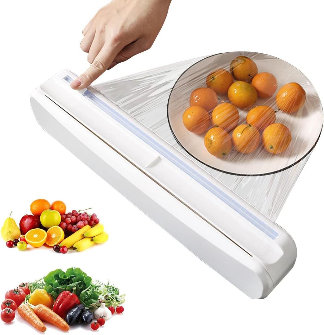 Plastic Wrap Dispenser With Cutter, Reusable Cling Film Dispenser, Cling Wrap Dispenser With Slide Cutter, Also For Aluminum Foil, Tin Foil, Baking Paper (L)