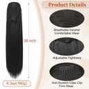 Flufymooz ponytail extension, 26 Inch Long Straight Drawstring Ponytail Synthetic Hairpieces Fake Pony Tails Natural Soft Clip in Hair Extension ponytail for Women (Natural Black)