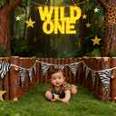 Honoson 7 Pcs Wild One Birthday Party Decorations Wild One Neon Light Sign, 1st Birthday Decorations for Boy or Girl, Warm Lights Decoration for Jungle Animals Theme Party Baby Shower Decoration