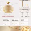 Boho Fandelier Ceiling Fan with Light Rattan Chandelier Fan Remote Gold Caged Ceiling Fan with Light for Bedroom, Living Room Nursery Foyer Kitchen Timing Adjustable Height, Medium