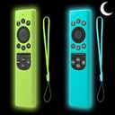2 Pack Silicone Case for Samsung Smart TV Remote - Compatible with BN59-01385, BN59-01386, TM2280E, BN59-01391 - Protective Silicone Cover for 2022 Solar Cell Remote Control (Glow Green + Glow Blue)