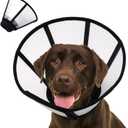 KOESON Dog Cone Collar, Soft Cones for Large Dogs, Professional Large Dog Surgery Recovery Cone with Adjustable Hook & Loop, Comfortable Pet Elizabethan Collars to Stop Licking, Black L