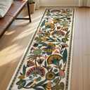 Egypt Floral Washable Bathroom Runner Rug for Kitchen Floor,2x8 Boho Rug Runners for Hallways Entryway,Vintage Non Slip Soft Throw Carpet for Laundry Room Entrance (Beige,2'6''x8')