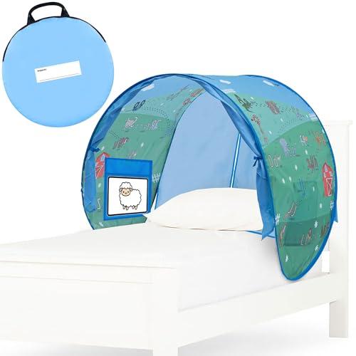 Animal Adventure Bed Tent for Kids - Magical Dream Tents with Educational Bedroom Decor - Top Bunk Beds Canopy Privacy Pop Up Sleep Pod for Girls and Boys Indoor Fort - Twin Size Mattress